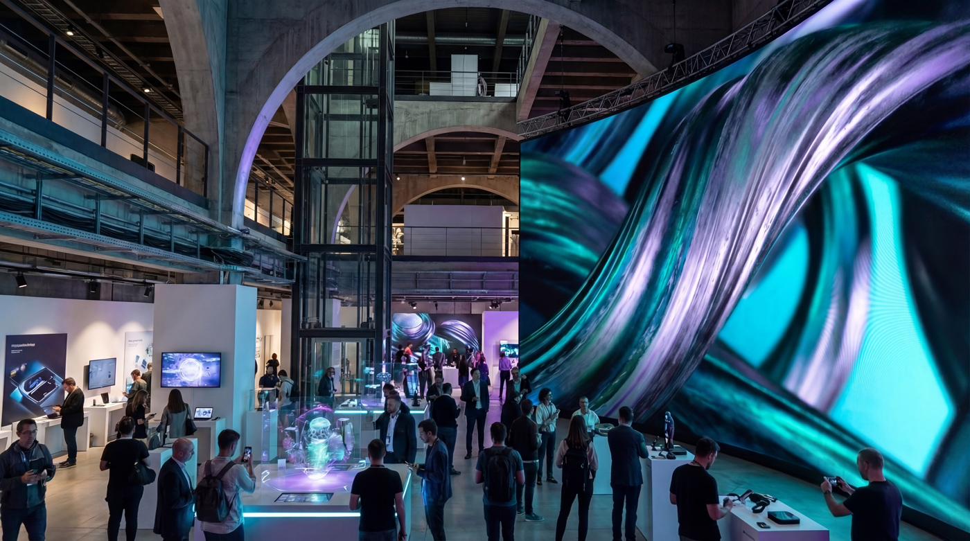 Animated digital wall art in living room designed to increase foot traffic and income by improving user experience